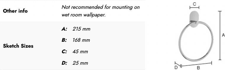 Beslagsboden Handdoekring Diameter 168 mm Gepolijst RVS