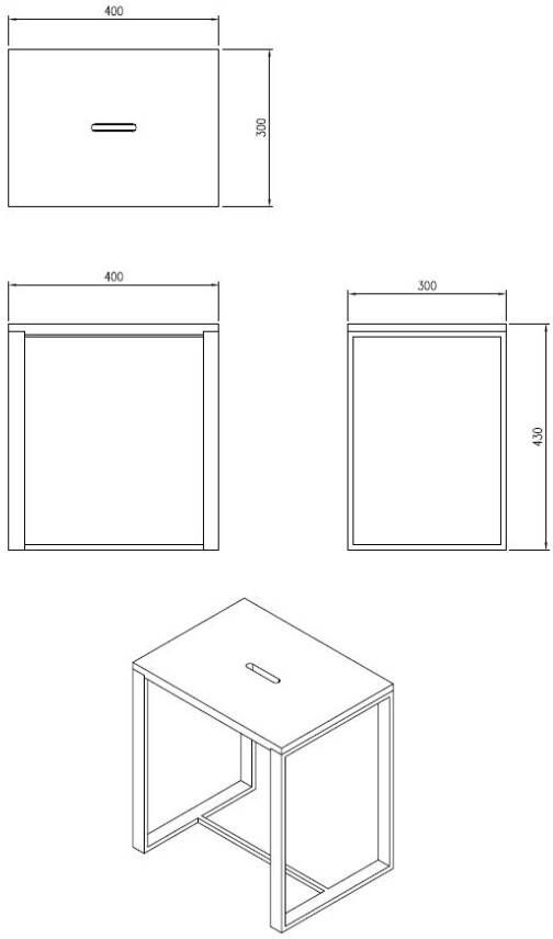 Best Design Douchekruk Solid Steel 43x40x30 cm Solid Surface Mat Zwart