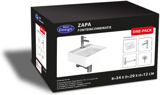 Best Design One Pack fonteincombinatie Zapa Glans Wit