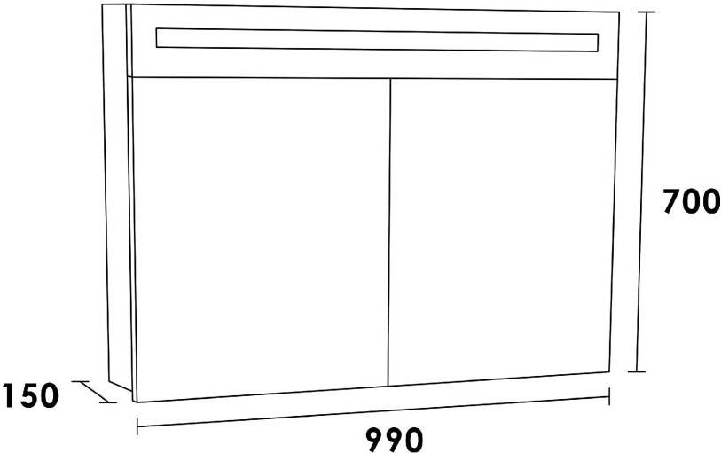 iChoice 2.0 spiegelkast 100x70cm LED verlichting boven Almond