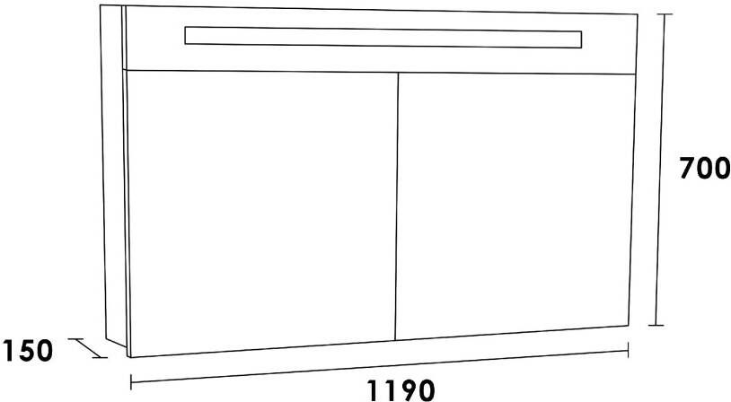 iChoice 2.0 spiegelkast 120x70cm LED verlichting boven Almond