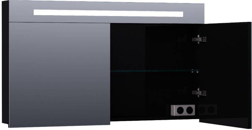 iChoice 2.0 spiegelkast 120x70cm LED verlichting boven hoogglans zwart