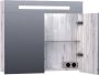 Saniclass 2.0 spiegelkast 80x70x15cm verlichting geintegreerd met 2 links- en rechtsdraaiende spiegeldeuren MFC Birch SK-TW80BR - Thumbnail 2