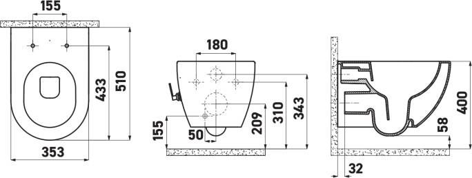 Bewonen Alento hangtoilet Rimless met bidetsproeier glans wit