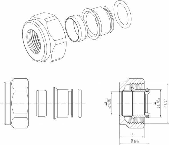 Bewonen Alento klemkoppelingen voor 15mm buis (set van 2) mat zwart