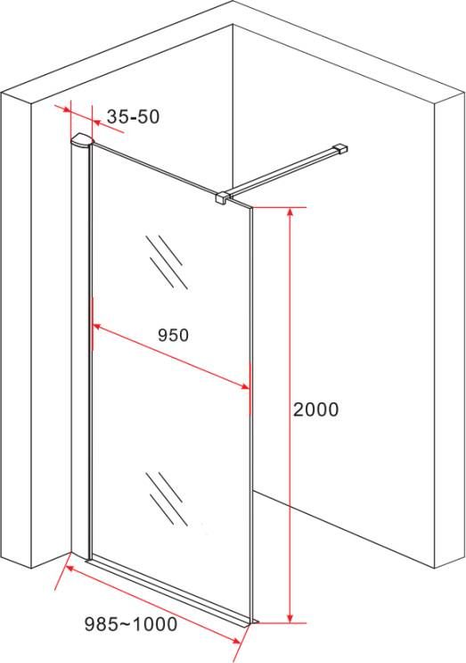 Bewonen Aloni inloopdouche wand half mat glas 8mm 100x200cm