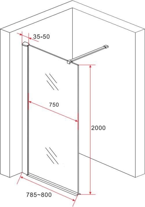 Bewonen Aloni inloopdouche wand half mat glas 8mm 80x200cm