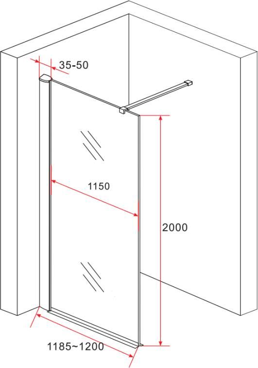 Bewonen Aloni inloopdouche wand helder glas 8mm 120x200cm chroom