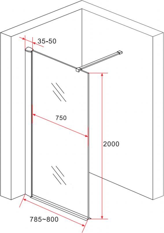 Bewonen Aloni inloopdouche wand met rookglas 8mm 80x200cm