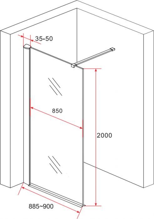 Bewonen Aloni inloopdouche wand met rookglas 8mm 90x200cm