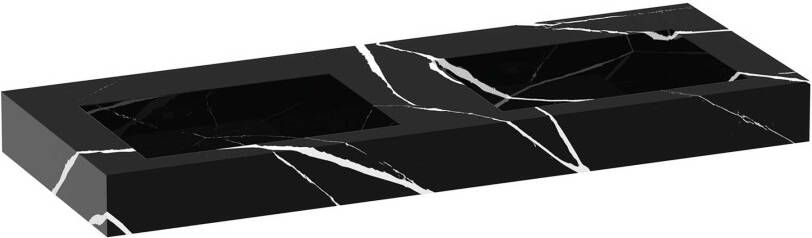 iChoice Artificial Marble dubbele wastafel 120x46cm Nero Marquina zonder kraangaten