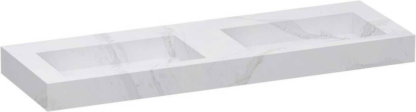 iChoice Artificial Marble dubbele wastafel 140x46cm Calacatta Gold zonder kraangaten