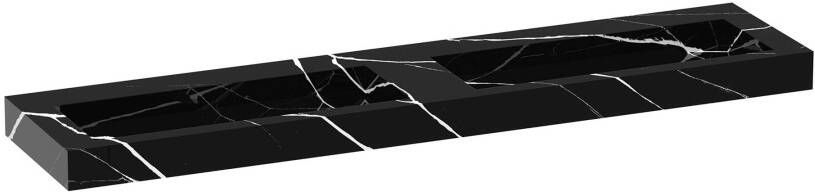 iChoice Artificial Marble dubbele wastafel 200x46cm Nero Marquina zonder kraangaten