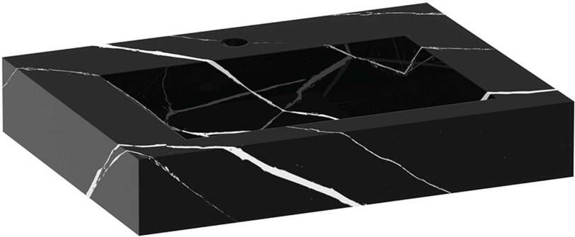 iChoice Artificial Marble wastafel 60x46cm Nero Marquina 1 kraangat
