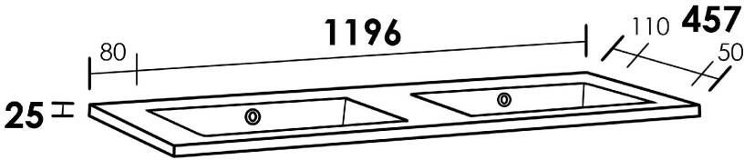 iChoice Bologna dubbele meubelwastafel 120x46cm mineraalmarmer wit zonder kraangaten