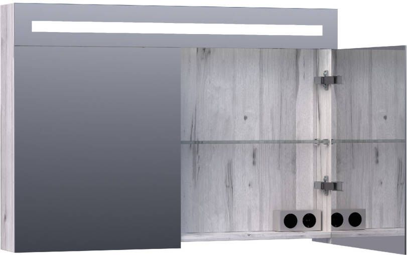 iChoice Double Face spiegelkast 100x70cm LED verlichting boven Birch