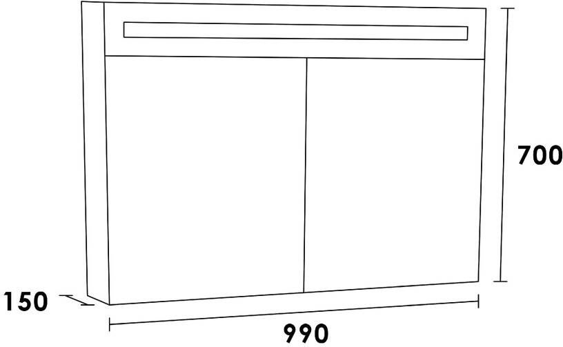 iChoice Double Face spiegelkast 100x70cm LED verlichting boven Birch