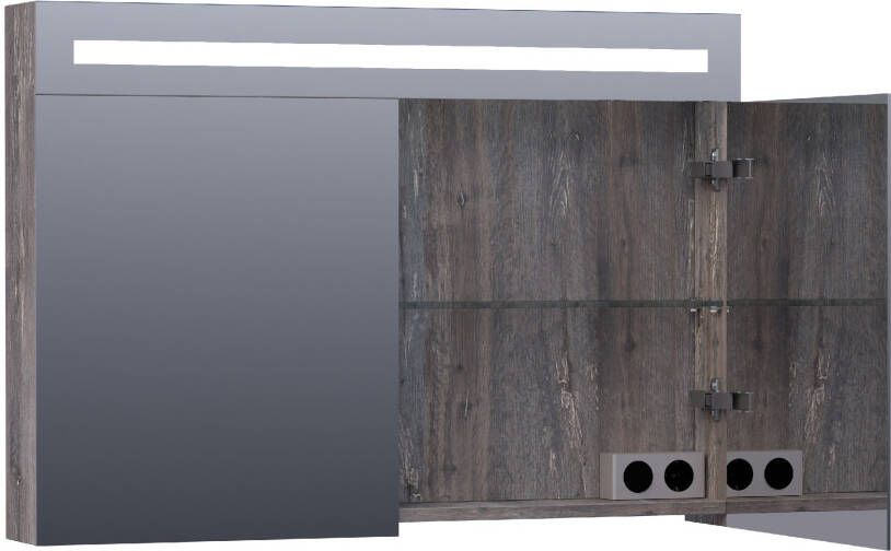 iChoice Double Face spiegelkast 100x70cm LED verlichting boven Grey Canyon