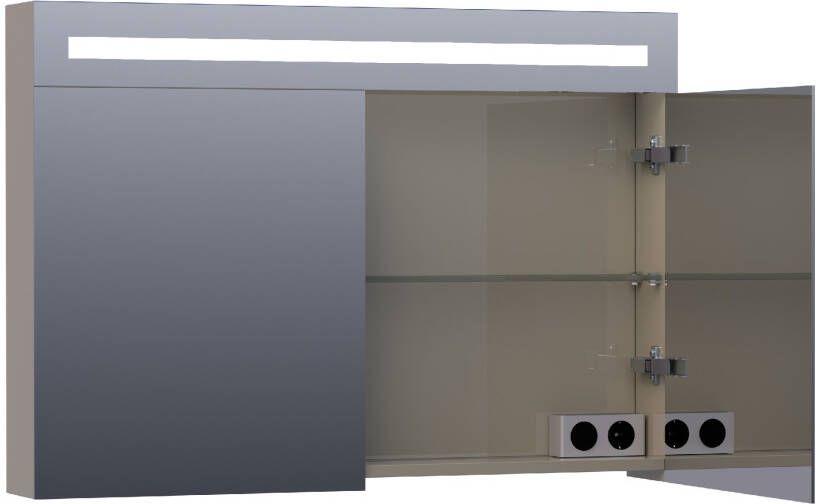 iChoice Double Face spiegelkast 100x70cm LED verlichting boven hoogglans taupe