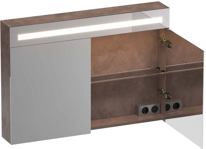 iChoice Double Face spiegelkast 100x70cm LED verlichting boven Rusty