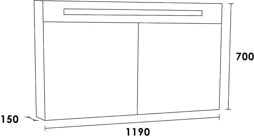 iChoice Double Face spiegelkast 120x70cm LED verlichting boven Almond