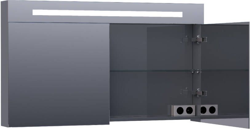 iChoice Double Face spiegelkast 120x70cm LED verlichting boven hoogglans grijs