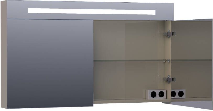 iChoice Double Face spiegelkast 120x70cm LED verlichting boven hoogglans taupe