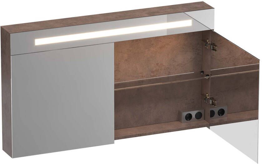 iChoice Double Face spiegelkast 120x70cm LED verlichting boven Rusty