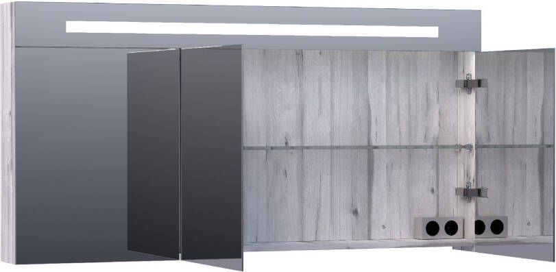 iChoice Double Face spiegelkast 140x70cm LED verlichting boven Birch