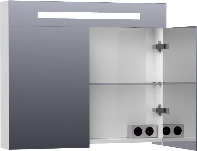 iChoice Double Face spiegelkast 80x70cm LED verlichting boven hoogglans wit