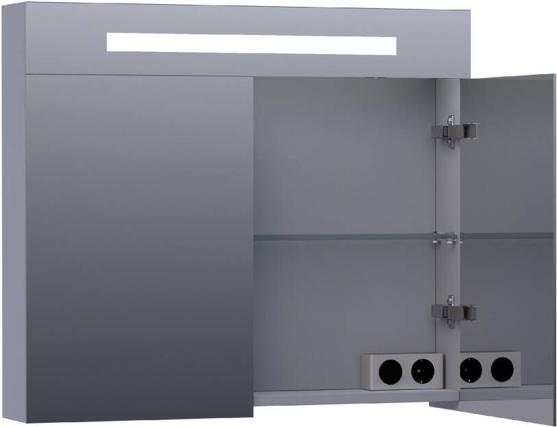 iChoice Double Face spiegelkast 80x70cm LED verlichting boven mat grijs