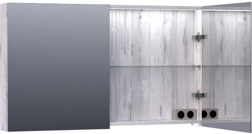 iChoice Dual spiegelkast 120x70cm indirecte LED verlichting binnen onder Birch