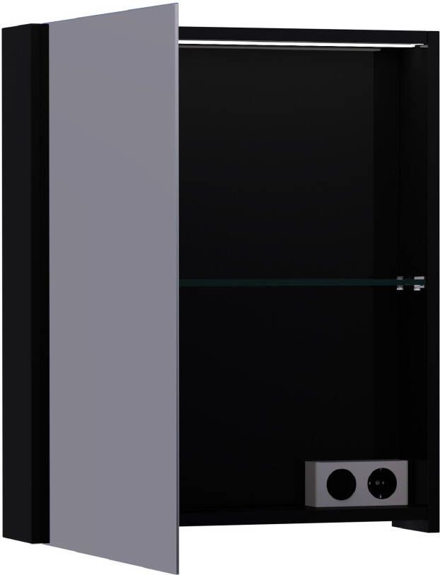 iChoice Dual spiegelkast 60x70cm indirecte LED verlichting binnen onder hoogglans zwart linksdraaiend