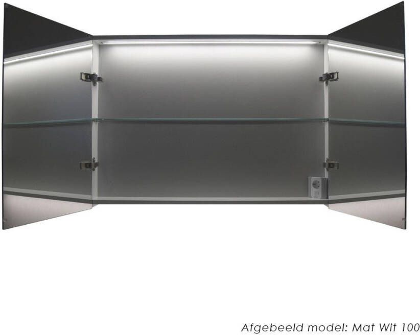 iChoice Dual spiegelkast 60x70cm indirecte LED verlichting binnen onder mat zwart linksdraaiend