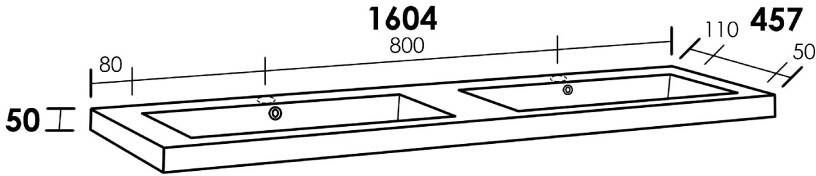 iChoice Foggia dubbele meubelwastafel 160x46cm mineraalmarmer 2 kraangaten glans wit