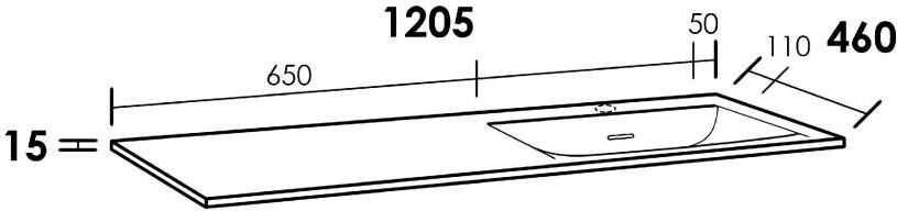 iChoice Furiosa meubelwastafel 120 5x46cm Fine Stone mat wit 1 kraangat rechts
