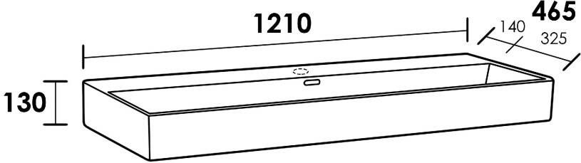 iChoice Legend wastafel 120x46 5cm keramiek mat zwart 1 kraangat