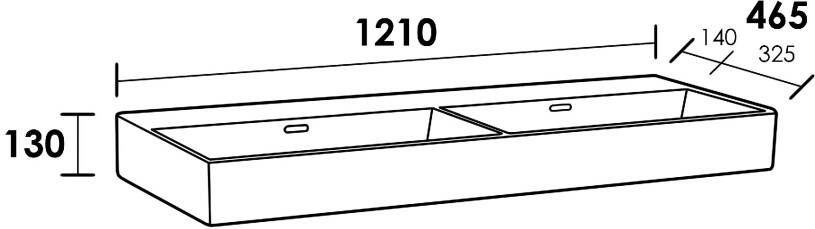 iChoice Legend dubbele wastafel 120x46 5cm keramiek mat zwart zonder kraangaten