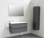Bewonen Luuk badmeubel 100cm acryl wastafel 2 kraangaten mat antraciet met LED spiegel geassembleerd - Thumbnail 2