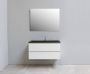 Bewonen Luuk badmeubel 100cm acryl wastafel Slade zwart 1 kraangat hoogglans wit met spiegel geassembleerd - Thumbnail 2