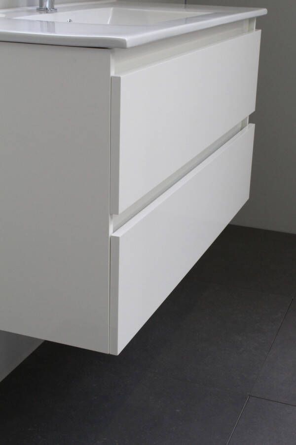Bewonen Luuk badmeubel 100cm keramische wastafel 1 kraangat hoogglans wit met spiegel bouwpakket