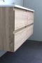 Bewonen Luuk badmeubel 120cm acryl wastafel 2 kraangaten eiken met spiegelkast - Thumbnail 4