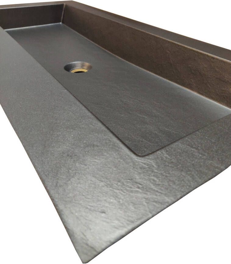 Bewonen Luuk badmeubel 60cm acryl wastafel Slade zwart zonder kraangat eiken met spiegelkast bouwpakket