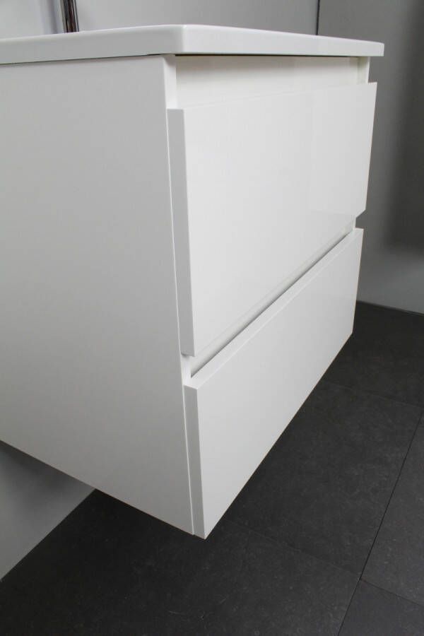 Bewonen Luuk badmeubel 60cm keramische wastafel 1 kraangat hoogglans wit zonder spiegel bouwpakket