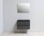 Bewonen Luuk badmeubel 80cm acryl wastafel Slade zwart zonder kraangat mat antraciet met LED spiegel bouwpakket - Thumbnail 2