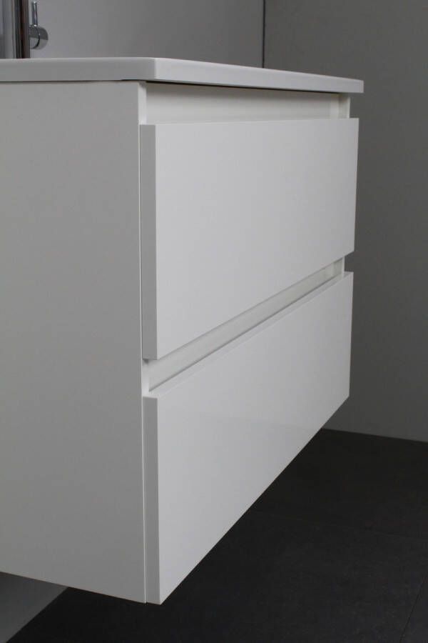 Bewonen Luuk badmeubel 80cm keramische wastafel 1 kraangat hoogglans wit met spiegel