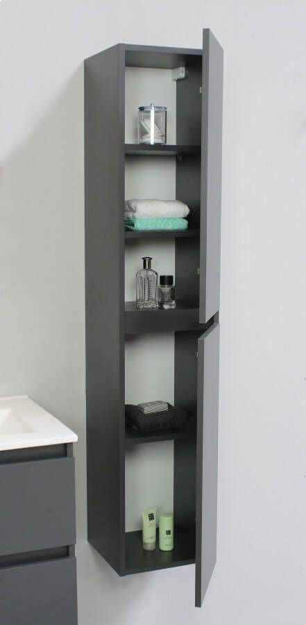 Bewonen Luuk hoge kast 145x30x30cm mat antraciet bouwpakket