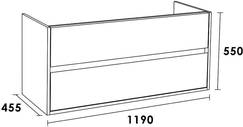 iChoice NEXXT onderkast 119cm 2 lades 1 sifonuitsparing nomad