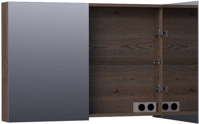 iChoice Plain spiegelkast 100x70cm massief eiken Black Oak