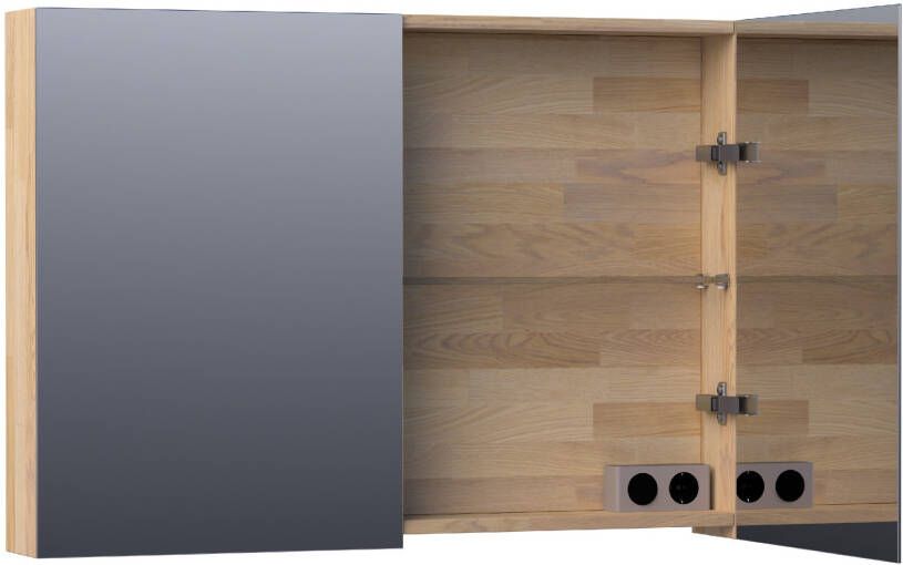 iChoice Plain spiegelkast 100x70cm massief eiken Grey Oak